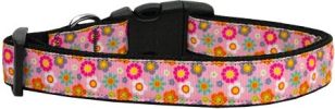 Pink Spring Flowers Nylon Dog Collar