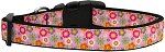 Pink Spring Flowers Nylon Dog Collar