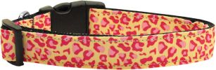 Tan and Pink Leopard Nylon Dog Collar