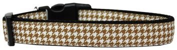 Brown Houndstooth Nylon Dog Collar