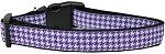 Purple Houndstooth Nylon Dog Collar