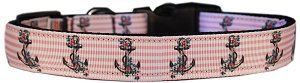 Pink Anchors Nylon Dog Collar (size: XS)