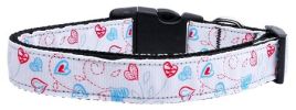 Patriotic Crazy Hearts Nylon Dog Collar