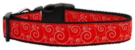 Red and White Swirly Nylon Dog Collar