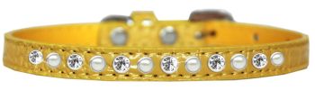 Pearl and Clear Jewel Croc Dog Collar
