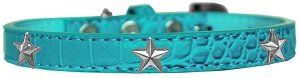 Silver Star Widget Croc Dog Collar (size: Turquoise Size 10)