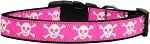 Pink Skulls Nylon Dog Collar (size: Sm)