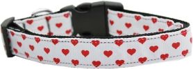 White and Red Dotty Hearts Nylon Dog Collar