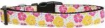 Pink and Yellow Hibiscus Flower Nylon Dog Collar