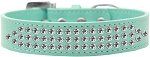Three Row Clear Crystal Dog Collar (size: Aqua Size 20)