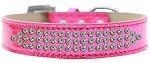 Three Row AB Crystal Ice Cream Dog Collar (size: Pink Size 20)