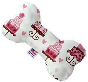Pink Fancy Cakes Canvas Bone Dog Toy (size: 8 Inch)