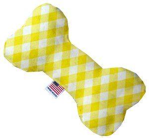 Yellow Plaid Canvas Bone Dog Toy (size: 8 Inch)