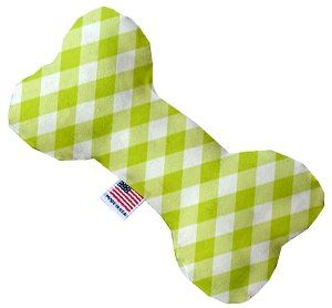 Lime Green Plaid Canvas Bone Dog Toy (size: 8 Inch)