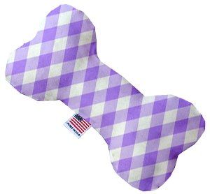 Purple Plaid Canvas Bone Dog Toy (size: 8 Inch)