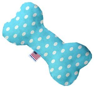 Aqua Polka Dots Canvas Bone Dog Toy (size: 8 Inch)