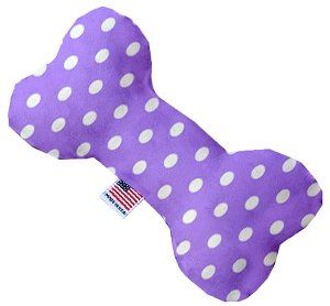 Purple Polka Dots Canvas Bone Dog Toy (size: 8 Inch)