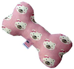 Pink Bears and Bows Canvas Bone Dog Toy (size: 8 Inch)