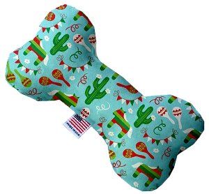 Turquoise Fiesta Canvas Bone Dog Toy (size: 8 Inch)