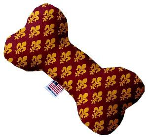 Maroon Fleur de Lis Canvas Bone Dog Toy (size: 8 Inch)