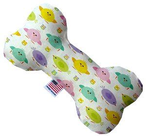 Easter Chickadees Canvas Bone Dog Toy (size: 8 Inch)