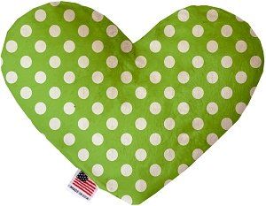 Lime Green Swiss Dots Canvas Heart Dog Toy (size: 8 Inch)