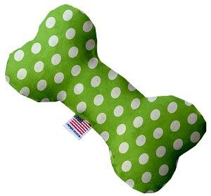 Lime Green Swiss Dots Canvas Bone Dog Toy (size: 6 Inch)