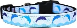 Blue Dolphins Nylon Dog Collar