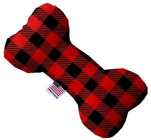 Red Buffalo Check Canvas Bone Dog Toy (size: 8 Inch)