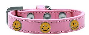 Happy Face Widget Dog Collar (size: Light Pink Size 16)