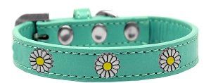 White Daisy Widget Dog Collar (size: Aqua Size 16)