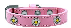 White Daisy Widget Dog Collar (size: Light Pink Size 16)