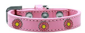 Pink Daisy Widget Dog Collar (size: Light Pink Size 16)