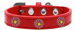 Pink Daisy Widget Dog Collar (size: Red Size 16)