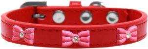 Pink Glitter Bow Widget Dog Collar