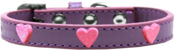 Pink Glitter Heart Widget Dog Collar