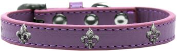 Silver Fleur De Lis Widget Dog Collar