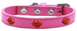 Red Glitter Lips Widget Dog Collar