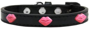 Pink Glitter Lips Widget Dog Collar