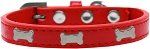 Silver Bone Widget Dog Collar (size: Red Size 20)