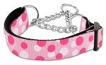 Confetti Dots Nylon Collar (size: Martingale Light Pink Large)