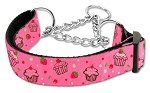 Cupcakes Nylon Ribbon Collar (size: Martingale Large Bright Pink)