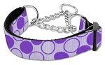 Diagonal Dots Nylon Collar (size: Martingale Lavender Large)