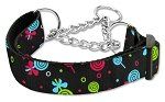 Lollipops Nylon Ribbon Collar (size: Martingale Large Black)