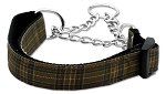 Plaid Nylon Collar (size: Martingale Brown Large)