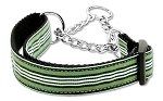 Preppy Stripes Nylon Ribbon Collars (size: Martingale Green/White Large)