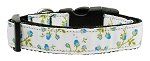 Roses Nylon Ribbon Collar (size: Blue Large)