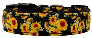 Sunflowers Nylon Dog Collar (size: Small Wide)