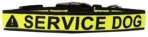 Service Dog Caution Tape Nylon Dog Collar (size: Small Wide)