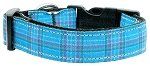 Plaid Nylon Collar (size: Blue Medium)